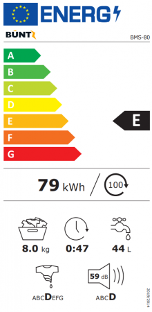 Masina de spalat rufe semiautomata cu storcator incorporat, Büntz BMS-80, 8 kg, 10 Programe de spalare, Display Led, 700 RPM, 355 W, Alb [5]