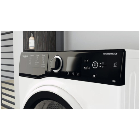 Masina de spalat rufe slim Whirlpool WRBSS 6249 S EU, 6 kg, 1200 rpm, Clasa C, Motor Inverter, Display digital, Alb/Negru [3]