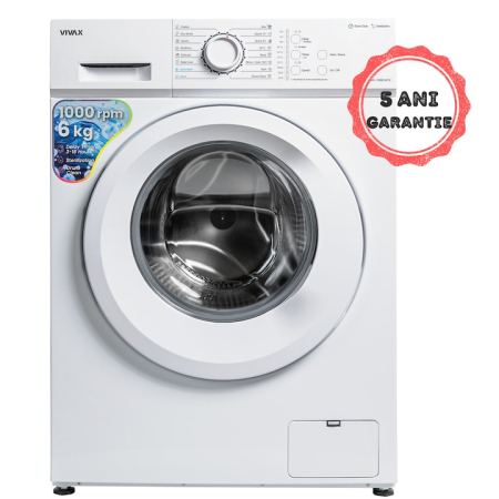 Electrocasnice mari - Mașină de spălat rufe VIVAX WFL-100616CSI, Inverter, 6 kg, 1000 rpm, Slim, Clasa energetică A, 16 programe, Pornire întârziată 3-18h, Spălare rapidă 15 min, Funcție abur, Alb