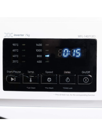 Masina de spalat rufe VIVAX WFL-140712CI, 7kg, 1400 RPM, BLDC Motor Inverter, Clasa A, Steam, Baby Care, Eco, Display digital, Temperatura reglabila, Drum Clean Sterilization, Qucik Wash, Delay Start, 12 Programe, Alb [4]