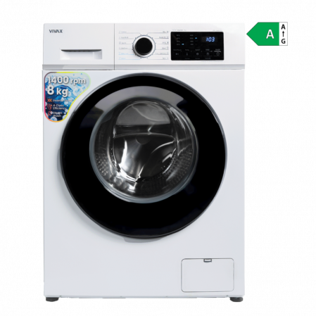 Electrocasnice mari - Masina de spalat rufe VIVAX WFL-140812CI, 8kg, 1400 RPM, BLDC Motor Inverter, Clasa A, Steam, Baby Care, Eco, Display digital, Control electronic, Blocare acces copii, Temperatura reglabila, Drum Clean Sterilization, Qucik Wash, Delay Start, 12 Programe, Alb