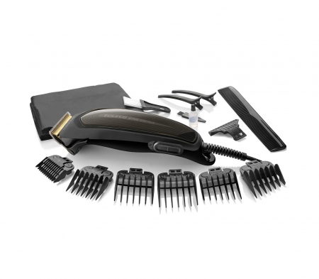 Ingrijire personala - Aparat de tuns Taurus Mithos Avant Plus,15 accesorii, Cutite titanium, Negru/Maro