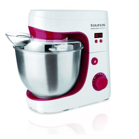 Mixer Taurus Mixing Chef Compact, 600W, Capacitate bol 4.2l, Alb/Rosu [5]