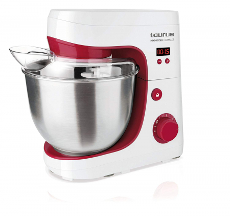 Blendere si mixere - Mixer Taurus Mixing Chef Compact, 600W, Capacitate bol 4.2l, Alb/Rosu