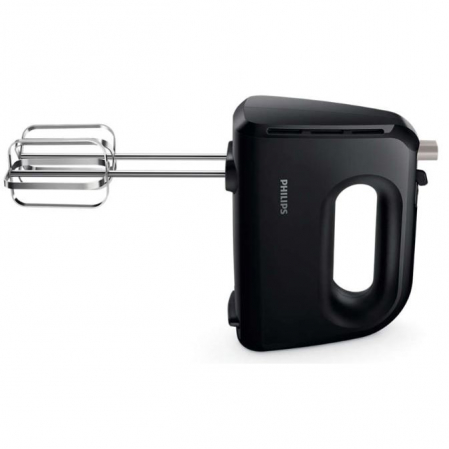 Mixer de mana Philips Daily Collection HR3705/10, 300W, 5 viteze + turbo, palete lamelare, carlige pentru aluat, Negru [1]