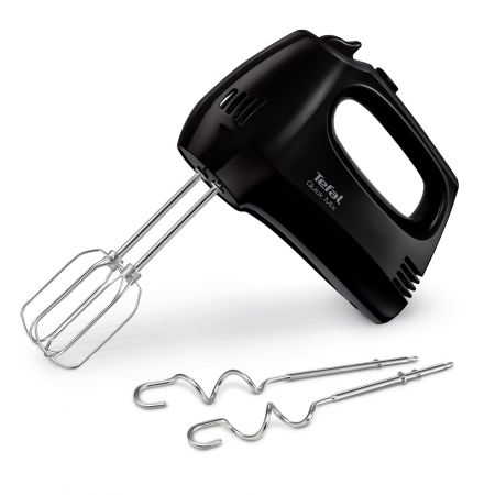 Mixer de mana Tefal Quick Mix HT310838, 300W, 5 viteze, Functie Turbo, Teluri si carlige metalice, Negru [2]