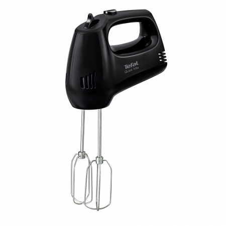 Mixere - Mixer de mana Tefal Quick Mix HT310838, 300W, 5 viteze, Functie Turbo, Teluri si carlige metalice, Negru