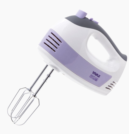 Mixer de mana Vivax HM-400WP, 400 W, 5 viteze, functie Turbo, Alb [0]