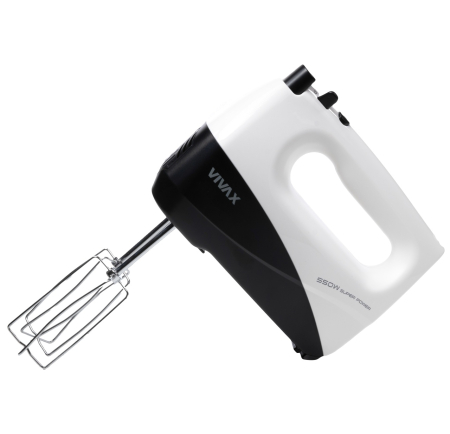 Blendere si mixere - Mixer de mana Vivax HM-550WB, 550 W, 5 viteze, Functie turbo, Alb/Negru