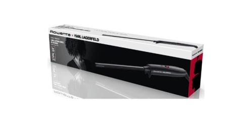 Ingrijire personala - Ondulator Rowenta x Karl Lagerfeld Curls Forever CF311LF0, 180° C, invelis Keratin&Shine, incalzire rapida, manusa de protectie, cablul 1.8m, negru&rosu