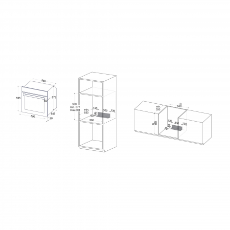 Pachet PYRAMIS Diamond PLUS, cuptor electric 4 functii, clasa A, 66 litri, plita gaz, gratare fonta si hota decorativa, finisaj sticla neagra [2]