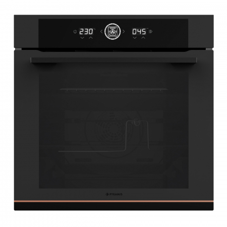 Pachet Pyramis Trio Copper Line 2082 Full Touch Black Glass, cuptor electric, plita gaz si hota decorativa, 16 functii, clasa A, volum 72 l, Soft Close, Rotisor, ghidaje telescopice, 4 arzatoare, grat [4]