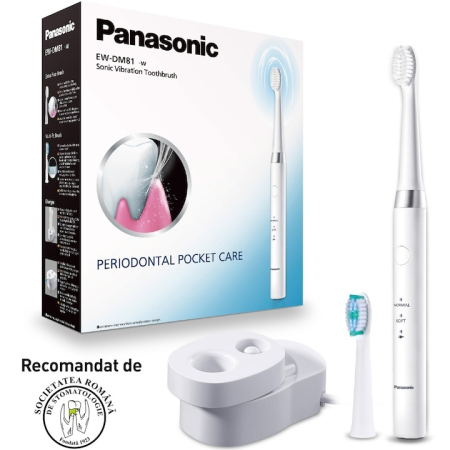 Periute de dinti electrice - Periuta de dinti Panasonic Sonic vibration EW-DM81-W503, 31.000 oscilatii, Alb