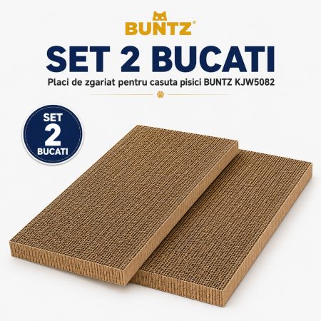 Custi - Set 2 placi de zgariat pentru casuta pisici BUNTZ KJW5082, piese de schimb din carton rezistent, compatibile cu casuta 44x28.5x30.5cm