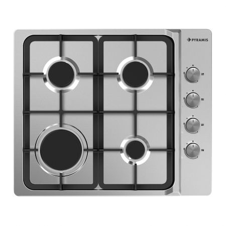 PROMOTII - Plita gaz Pyramis 60PG 620, dimensiune 59x50cm, 4 arzatoare, gratare fonta, butoane laterale, finisaj inox
