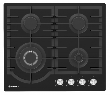 Plita gaz Pyramis 60PG 6511 Black Glass, Wok si Fonta [2]