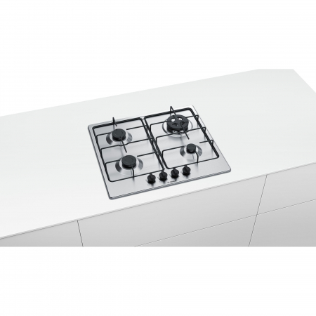 Plita incorporabila Bosch PGH6B5B80, Gaz, 4 arzatoare, Arzator economic, Arzator wok, 60 cm, Inox - RESIGILAT [3]