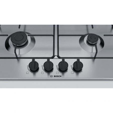 Plita incorporabila Bosch PGH6B5B80, Gaz, 4 arzatoare, Arzator economic, Arzator wok, 60 cm, Inox - RESIGILAT [2]