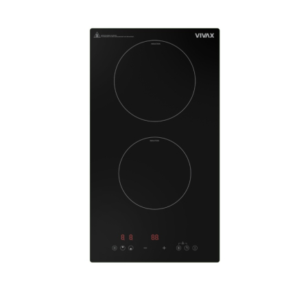Plite - Plita incorporabila domino VIVAX BH-02MIN, Inductie, Doua zone de gatit, Boost, Control touch, Timer, 3500 W, Timer digital, Protectie copii, Indicator caldura reziduala, Sticla securizata, 30 cm, Neg