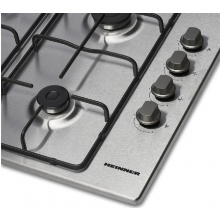 Plita incorporabila Heinner HBH-V4IEIX, Gaz, 4 arzatoare, Aprindere electrica integrata, Control lateral, 58 cm, Inox [1]