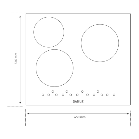Plita incorporabila vitroceramica Samus PSVE-43BMG3, 3 arzatoare, Neagra [1]
