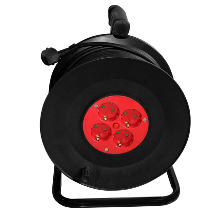 Prelungitoare Tensiune - Prelungitor cu tambur Samus 4 prize Schuko, 25m, 3680w, 3x 1,5mmp, IP20,4PT25-3680, Neagra