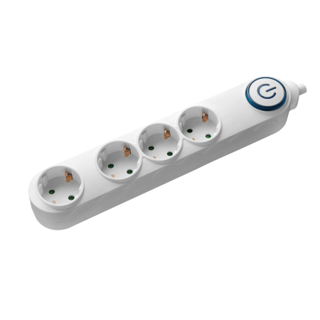 Prelungitoare Tensiune - Prelungitor Samus 4 prize Schuko, 3m, 3680w, 3x 1,5mmp, intrerupator 4PI3-3680, Alba