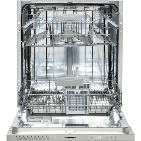 Resigilate - Masina de spalat vase incorporabila Heinner HDW-BI6092TE++, 12 Seturi, 9 programe, Clasa E, Control touch, Half load, Buzzer final program, Aquastop, 60 cm - RESIGILAT