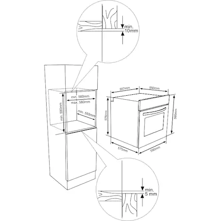 Cuptor incorporabil Heinner HBO-V656G-IX, Electric, 72 l, 6 functii, Grill, Timer, Clasa A, Inox [5]