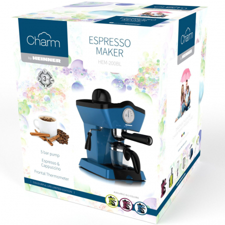 Espressor manual Heinner Charm HEM-200BL, 800W, 250ml, 3.5 bar, Albastru [1]