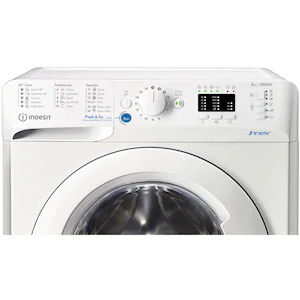 Masina de spalat rufe Slim Indesit BWSA 51051 W EE, 5 kg, 1000 rpm, Clasa F, Push&Go, Motor Universal, Display LED, Alb [1]