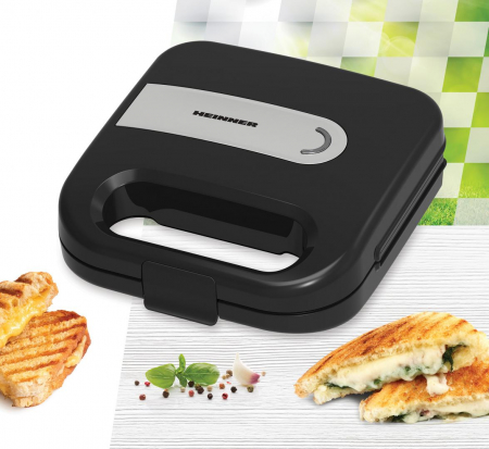 Sandwich maker HEINNER ELITESNACK SM-K750FSBK, 750w, capacitate: 2 sandwich-uri, placi antiadezive fixe tip sandwich, negru [2]