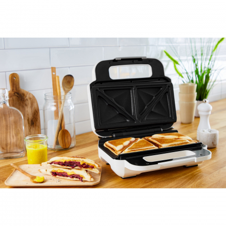 Sandwich-maker Tefal Snack XL SW701110, 850W, 2 seturi de placi detasabile, alb/gri [4]
