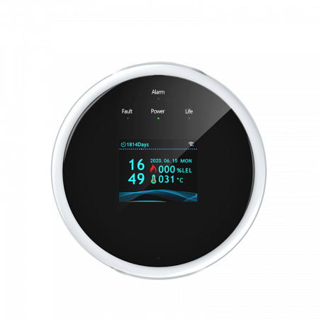 Senzori gaz - Senzor detector de gaz wireless, portabil, pentru detectare scurgere de gaze, smart control, display LCD, semnal luminos si acustic cu notificare pe telefon