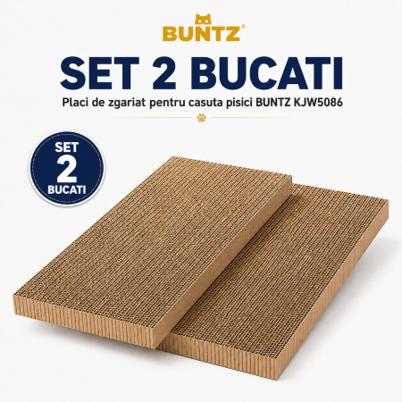 Custi - Set 2 placi de zgariat pentru casuta pisici BUNTZ KJW5086, compatibile cu casuta 59 x 28.5 x 35 cm