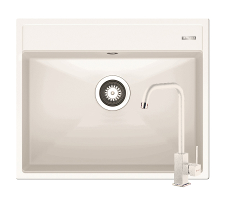 CHIUVETE - Set chiuveta granit ITHAKA 1B 61x51 si baterie ADELITA Snow