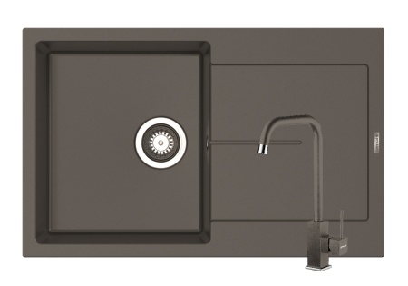 CHIUVETE - Set chiuveta granit ITHAKA 1B1D 79x50 si baterie ADELITA Iron Grey