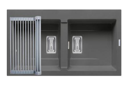 CHIUVETE - Set chiuveta granit KARTESIO 86x50 2B Iron Grey si suport multifunctional ROLL UP