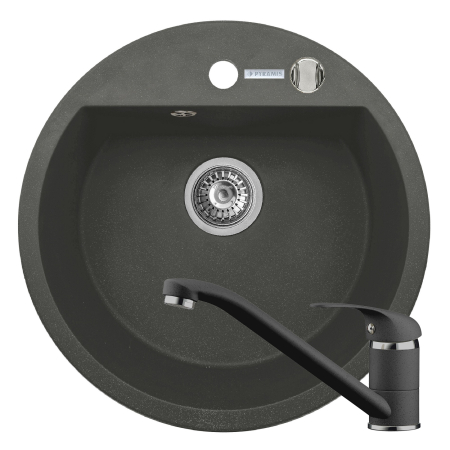 CHIUVETE - Set chiuveta granit MIDO 1B ?51 & baterie ASALIA - Black