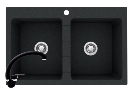 CHIUVETE - Set chiuveta granit SPARTA 2B & baterie OSSIA - Black