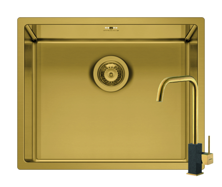 CHIUVETE - Set chiuveta inox ASTRIS COLORA 50x40 1B si baterie ADELITA Gold