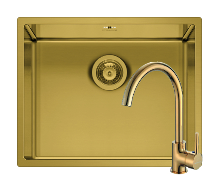 Chiuvete inox - Set chiuveta inox ASTRIS COLORA 50x40 1B si baterie ECO BELLO Gold