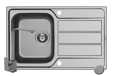 Chiuvete inox - Set chiuveta inox ATHENA 1B1D LN si baterie ECO CECILIA