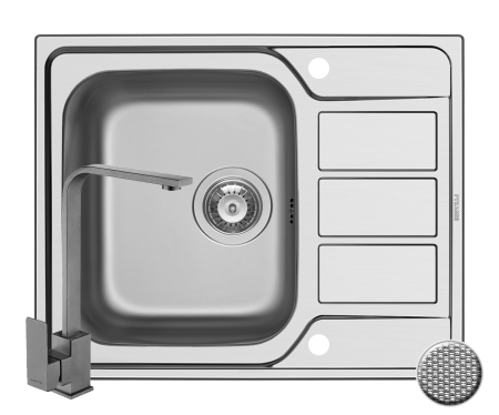 CHIUVETE - Set chiuveta inox ATHENA 1B1D LN si baterie ECO CECILIA