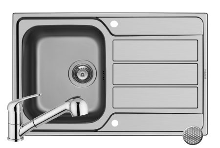 Chiuvete inox - Set chiuveta inox ATHENA 79x50 1B1D LN & baterie FIDO crom