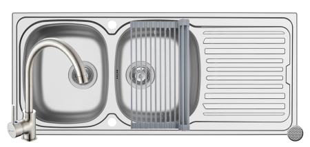 Chiuvete inox - Set chiuveta inox AURORA 116 LN, baterie BELLO crom si Roll Up