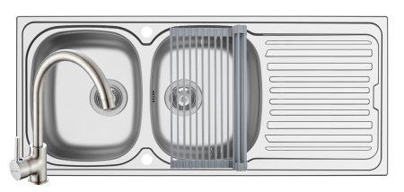 Chiuvete inox - Set chiuveta inox AURORA 116 SM, baterie BELLO crom si Roll Up
