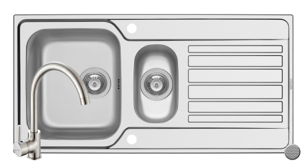 Chiuvete inox - Set chiuveta inox FEDRA EXTRA 100 LN si baterie BELLO crom