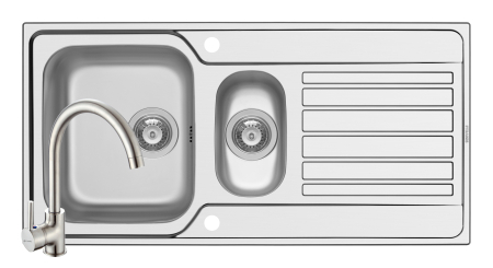 Chiuvete inox - Set chiuveta inox FEDRA EXTRA 100 SM si baterie BELLO crom
