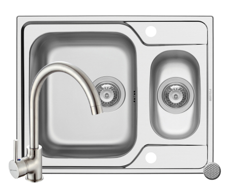 Chiuvete inox - Set chiuveta inox FEDRA EXTRA 62 LN si baterie BELLO crom
